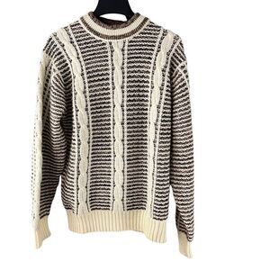 Vintage Chunky Cable Knit Sweater by Himalaya Acrylic Size LL Made in Hong Kong